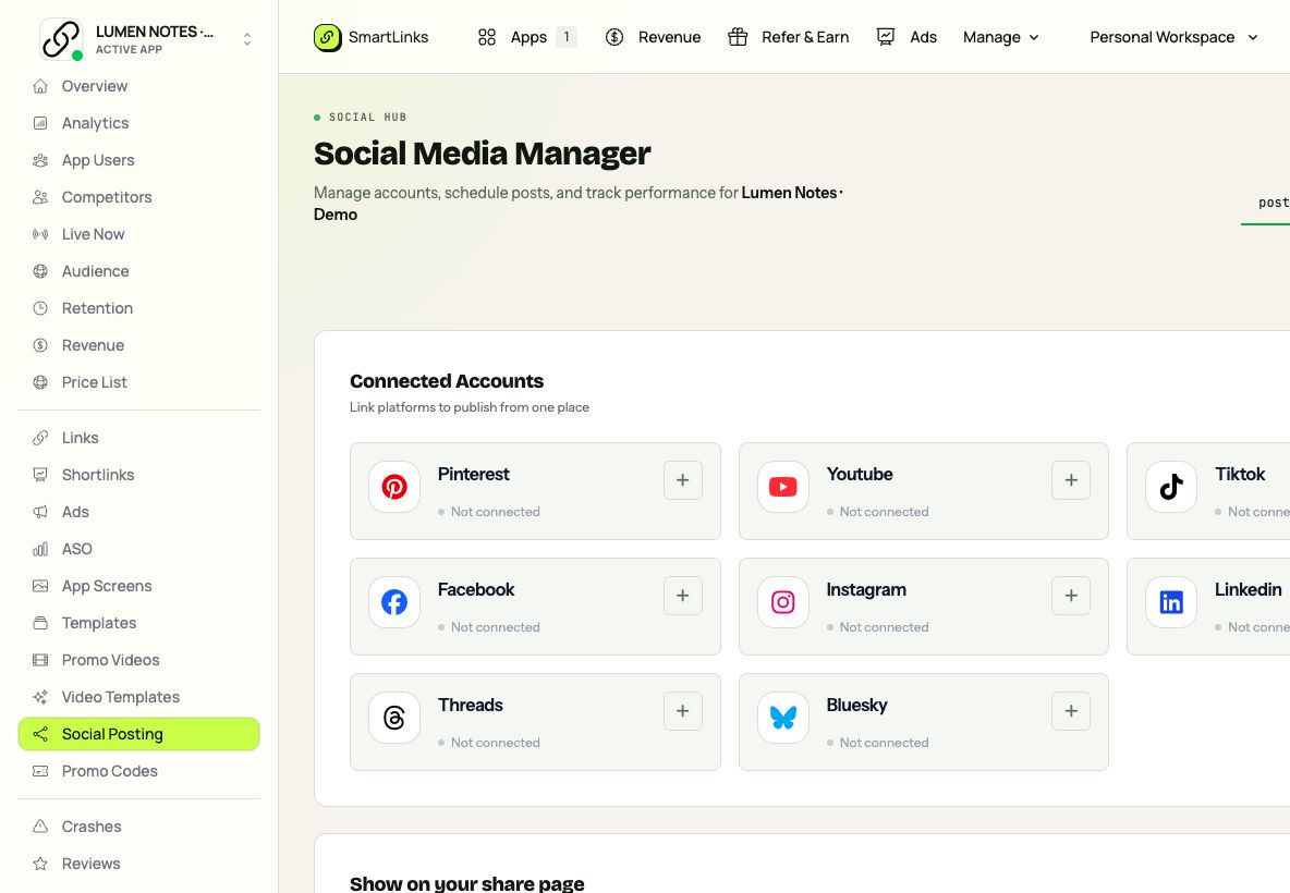 Social in SmartLinks